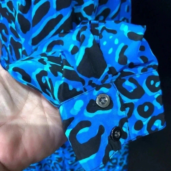 Style & Co. Adjustable long sleeve, button down lightweight blouse, pattern - Picture 4 of 10